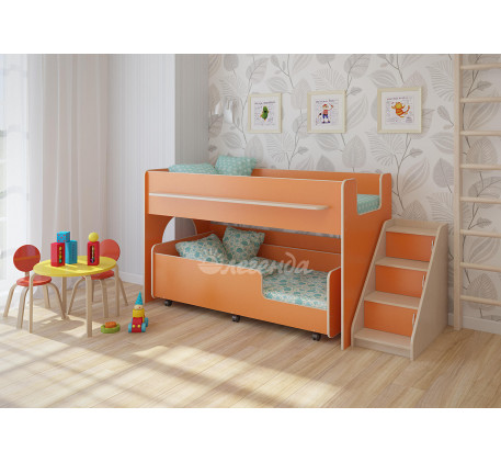 Двухъярусная кровать Легенда 23.4 с детской выдвижной кроватью